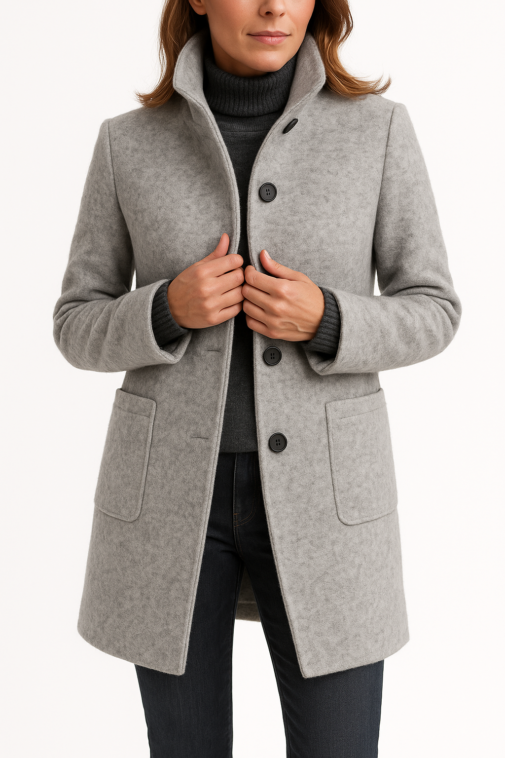 Elina™ – Stilren Ullblandad Kappa med Elegant Passform