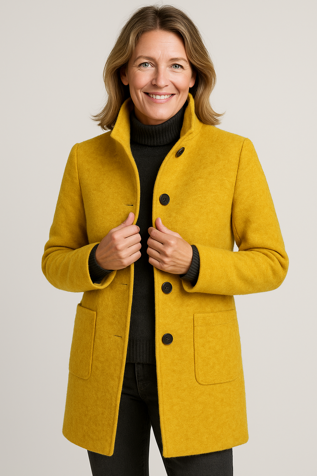 Elina™ – Stilren Ullblandad Kappa med Elegant Passform