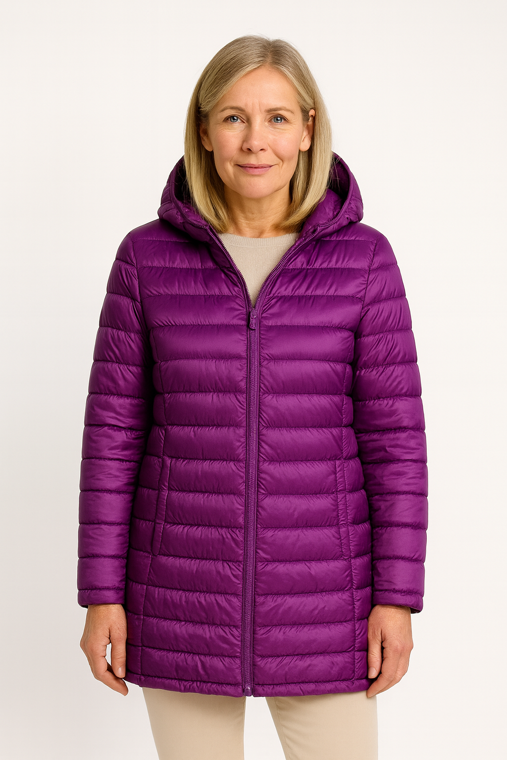 Lättvikts Damjacka – Vadderad Jacka med Huva