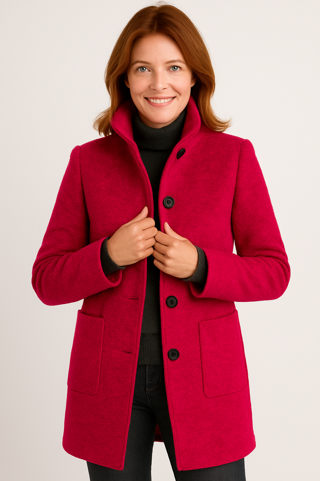 Elina™ – Stilren Ullblandad Kappa med Elegant Passform