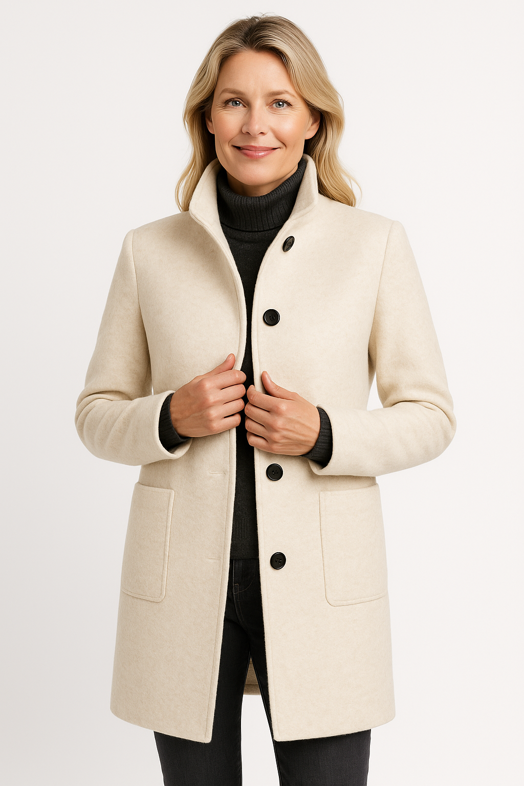 Elina™ – Stilren Ullblandad Kappa med Elegant Passform