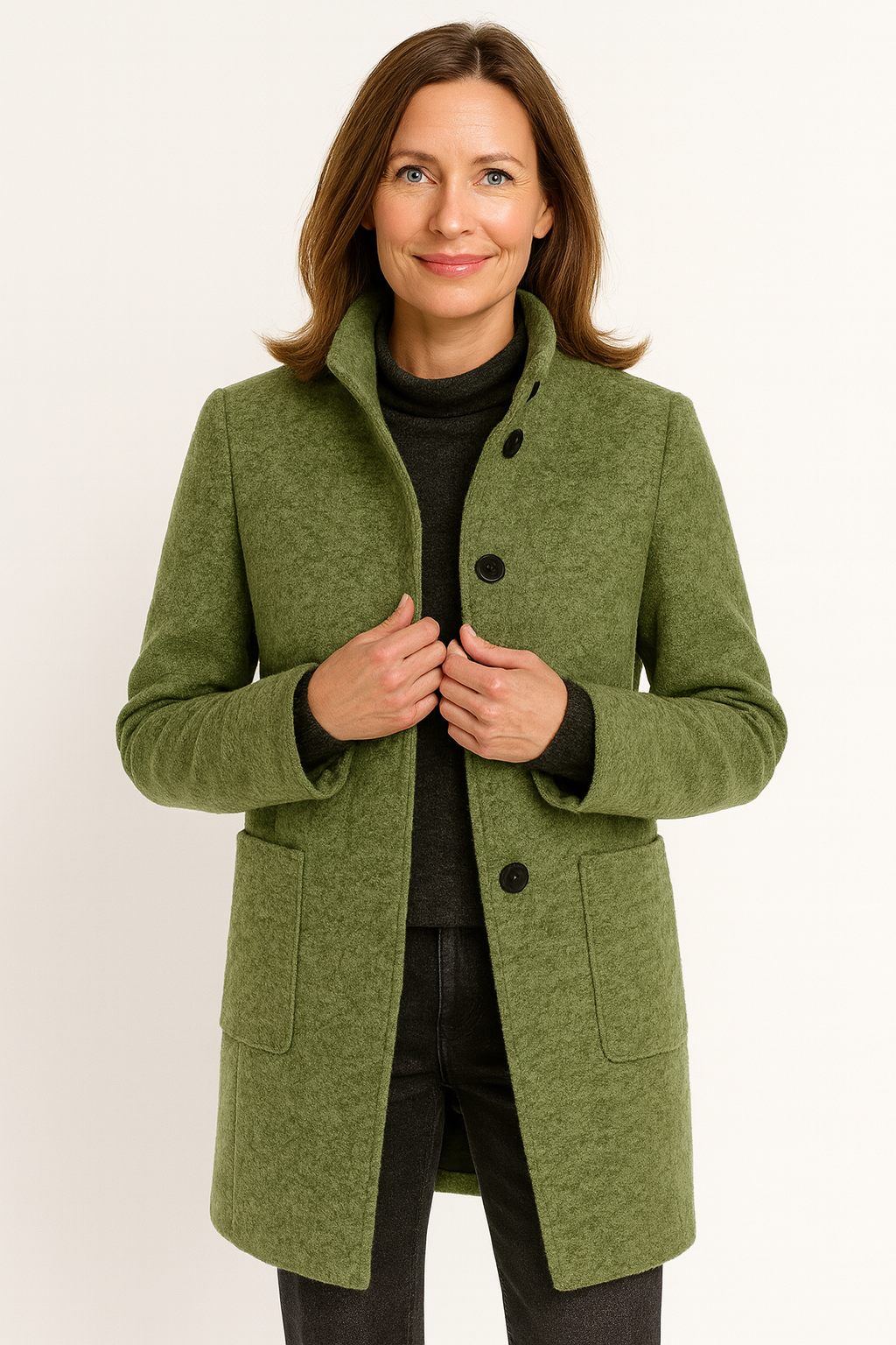 Elina™ – Stilren Ullblandad Kappa med Elegant Passform