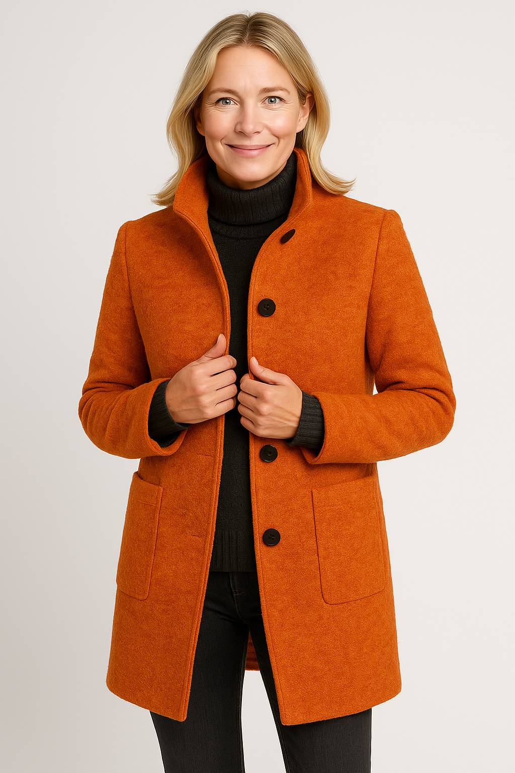 Elina™ – Stilren Ullblandad Kappa med Elegant Passform