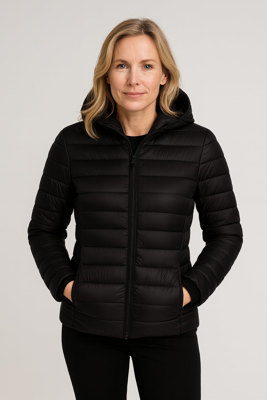 Lättvikts Damjacka – Vadderad Jacka med Huva