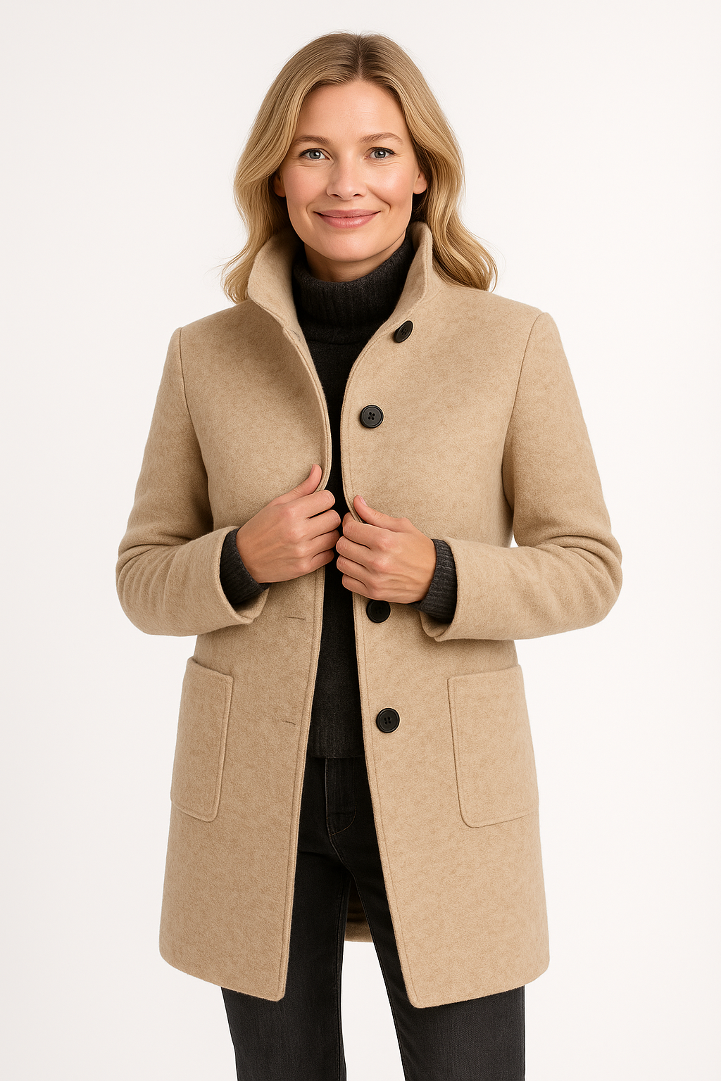 Elina™ – Stilren Ullblandad Kappa med Elegant Passform