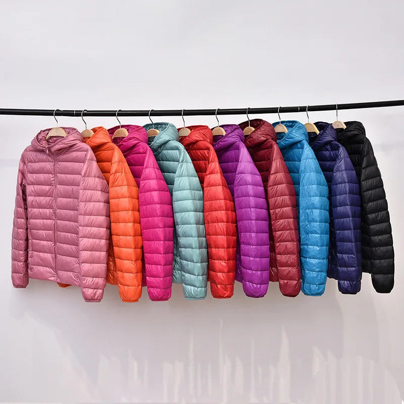 Lättvikts Damjacka – Vadderad Jacka med Huva