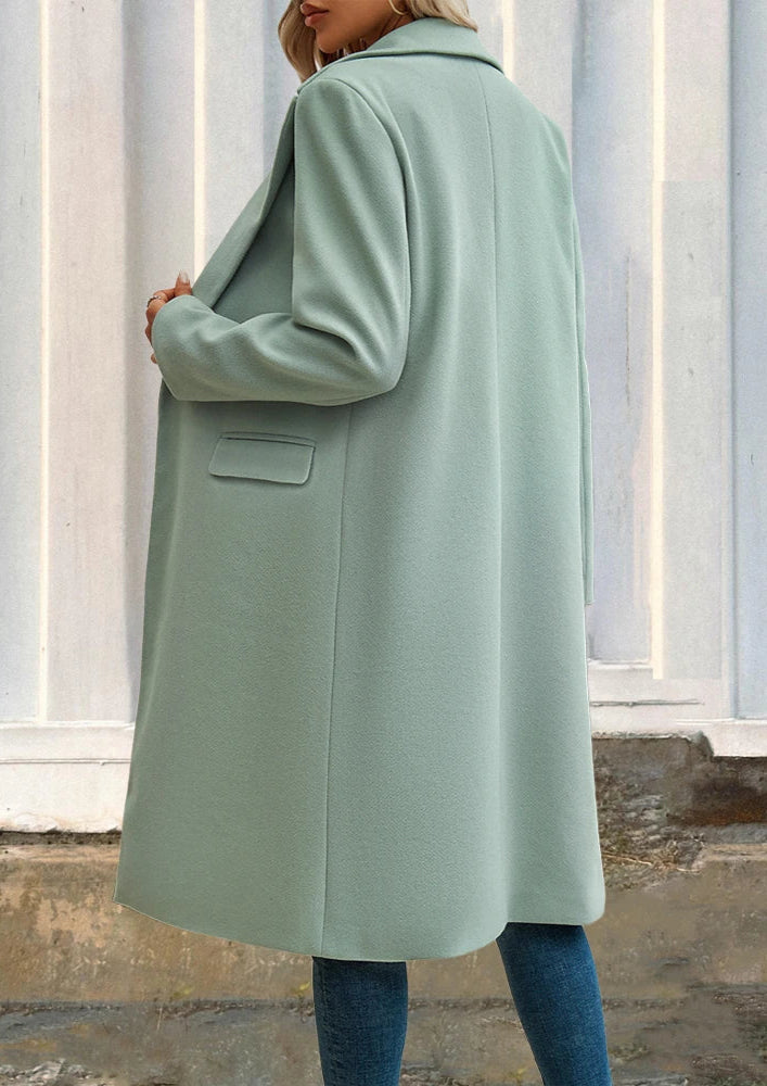 Lång Beige Damkappa – Elegant Trenchcoat Vinterjacka med Revers