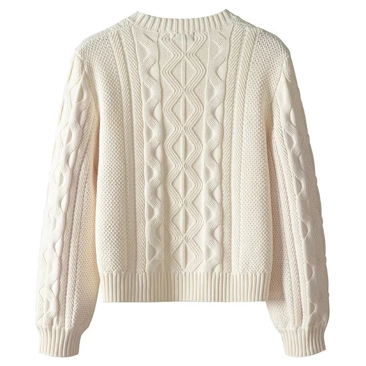Elegant Kabelstickad Tröja