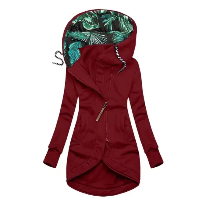 Lina™ – Bekväm Asymmetrisk Huvtröja med Stilig Mönstrad Foder