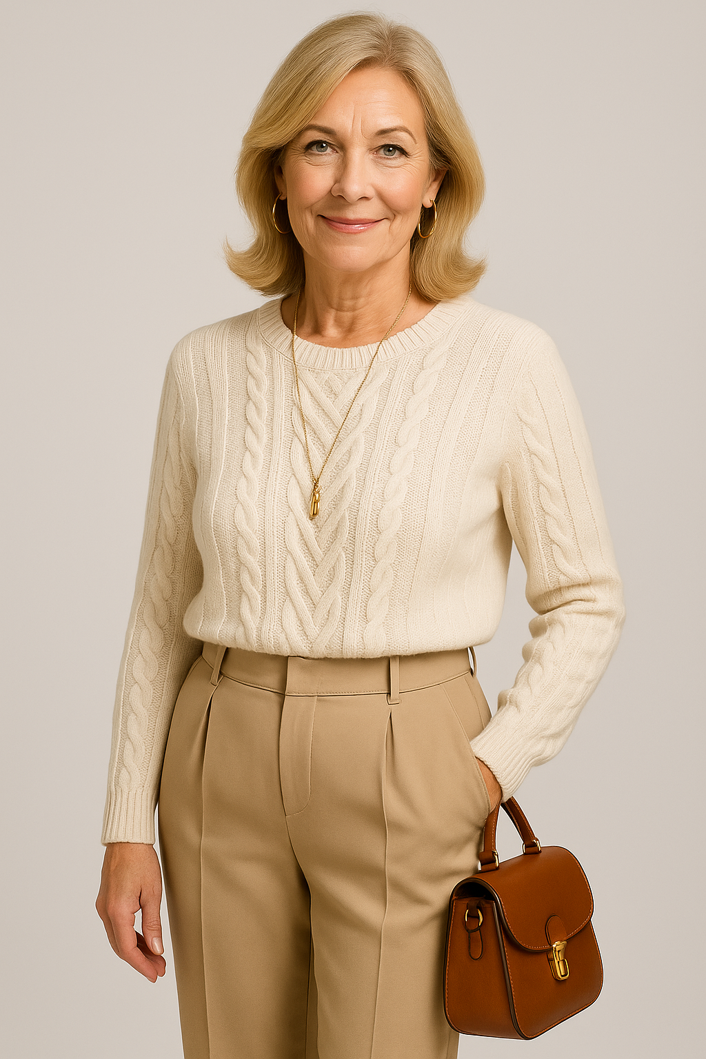 Elegant Kabelstickad Tröja