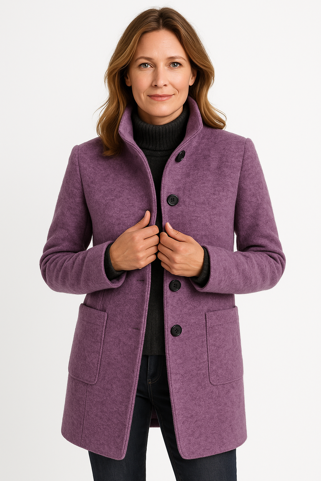 Elina™ – Stilren Ullblandad Kappa med Elegant Passform