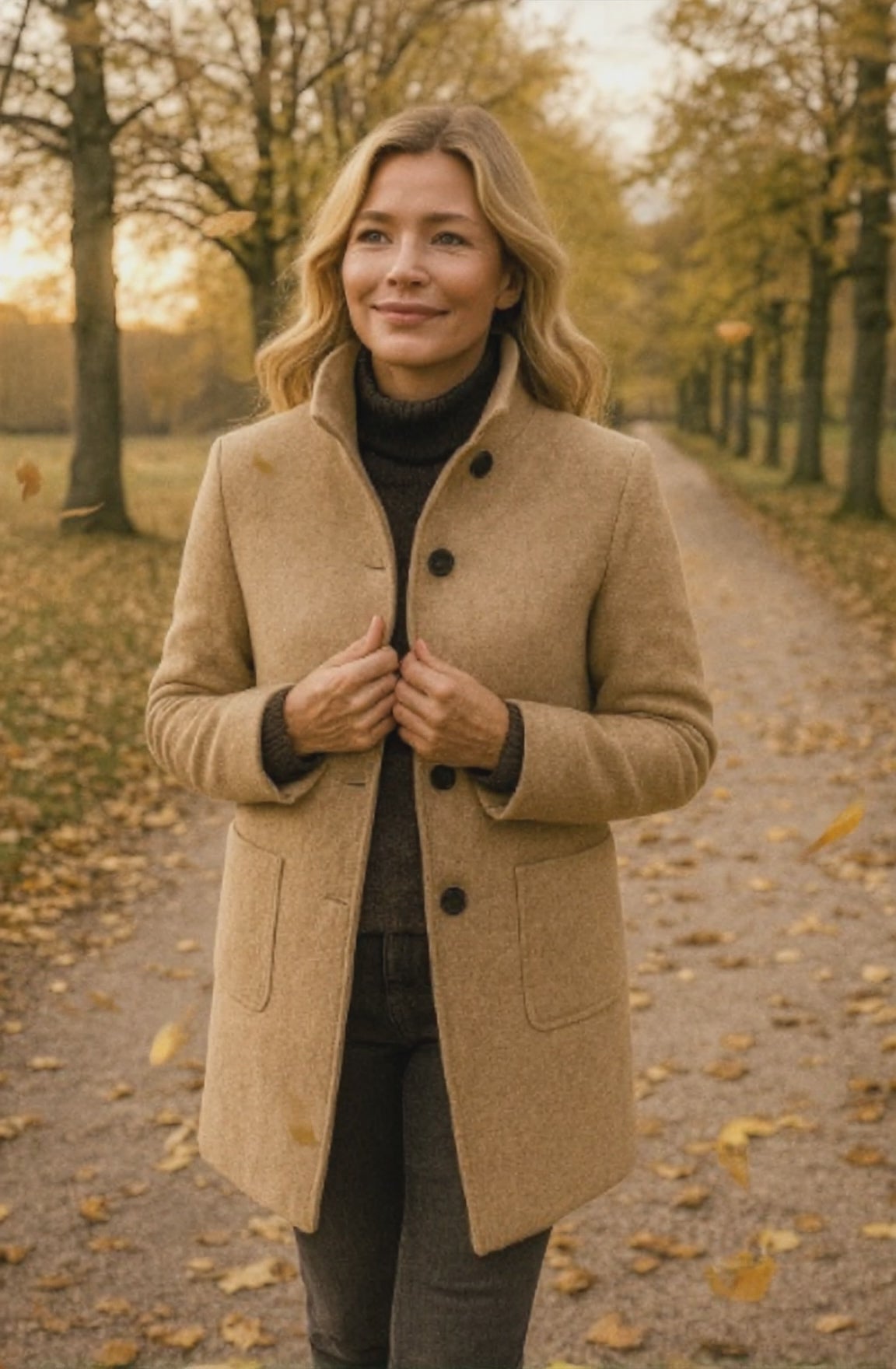 Elina™ – Stilren Ullblandad Kappa med Elegant Passform